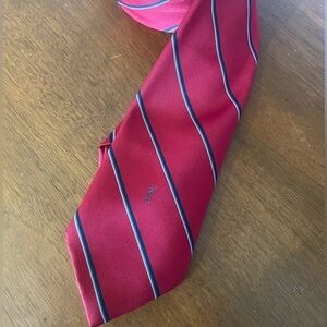 Yves Saint Laurent neckwear red blue white diagonal stripe tie men’s
